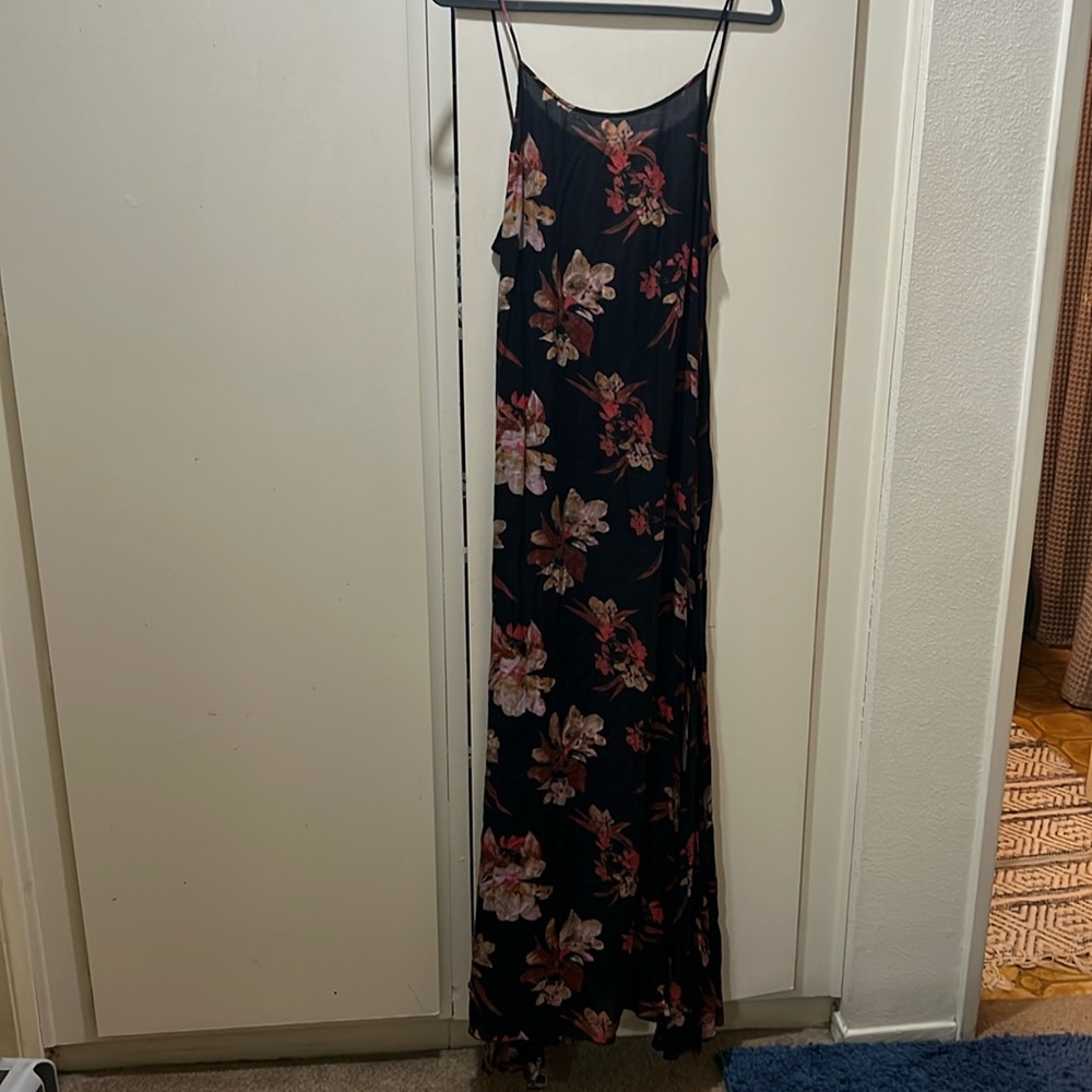 Free People Intimately Star Chasing Black Floral Maxi Dress Womens Size small